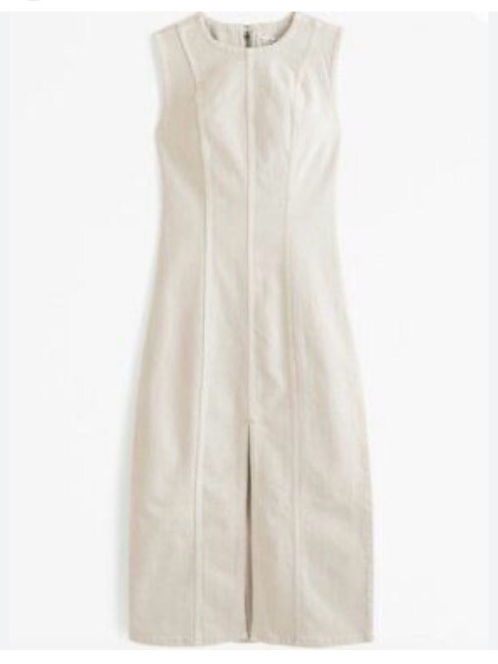 Abercrombie & Fitch Sleeveless Cream Midi Dress with Center Seam